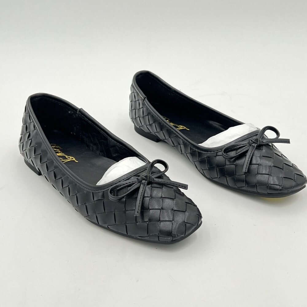 FOWT Black Vintage Closed Toe Ballet Flats Bow Tie Low Heels Slip On Pumps Cute